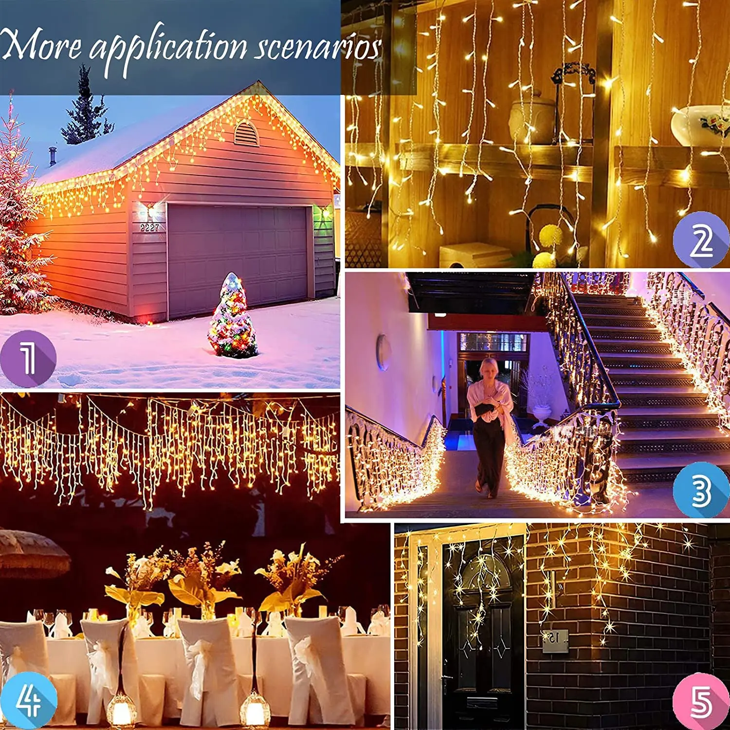Christmas Decoration 2024/2025 icicle Led Curtain Lights for Outdoor Droop 0.4/0.5/0.6M Christmas Lights for home New Year 2025