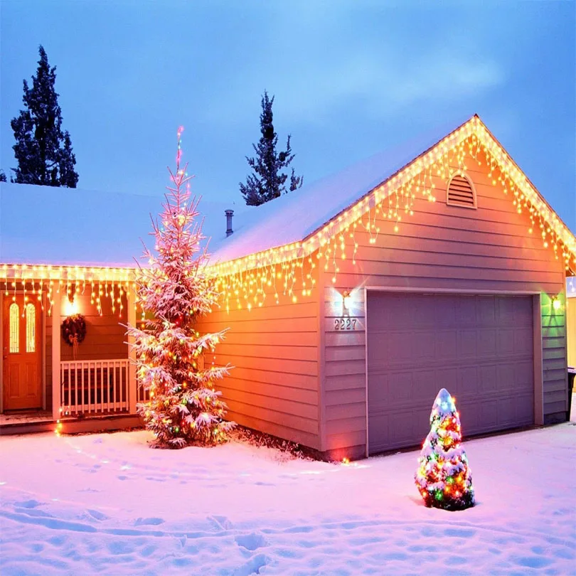 Christmas Decoration 2024/2025 icicle Led Curtain Lights for Outdoor Droop 0.4/0.5/0.6M Christmas Lights for home New Year 2025