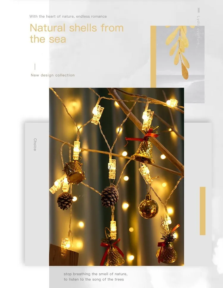 1M 2M Photo Clips String Lights Christmas Fairy Lights Battery-operated Garland Hanging Picture Cards Holder Holiday Lamp Decor