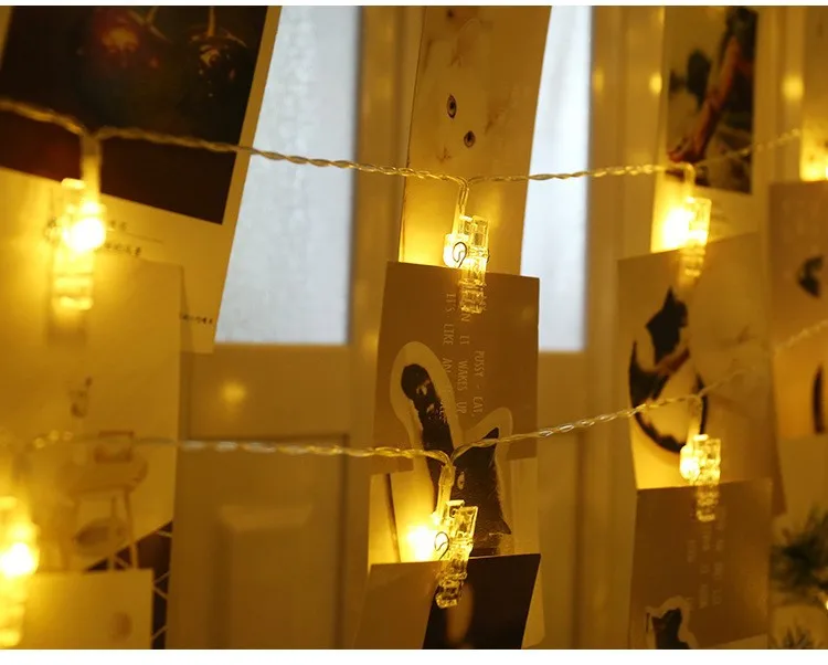 1M 2M Photo Clips String Lights Christmas Fairy Lights Battery-operated Garland Hanging Picture Cards Holder Holiday Lamp Decor