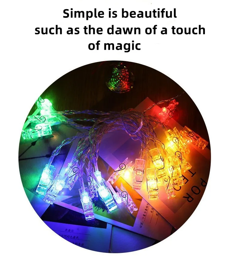 1M 2M Photo Clips String Lights Christmas Fairy Lights Battery-operated Garland Hanging Picture Cards Holder Holiday Lamp Decor