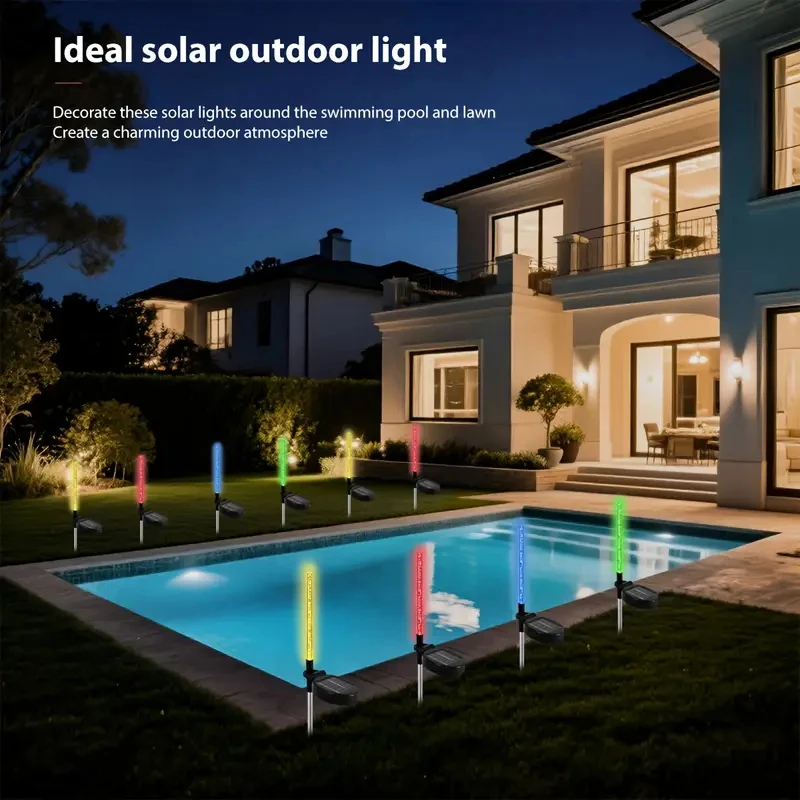 Solar Garden Lawn Light 1/2Pcs Waterproof Outdoor Solar Lamp RGB Bubble Stick Light For Yard Camping Party Holiday Decorative