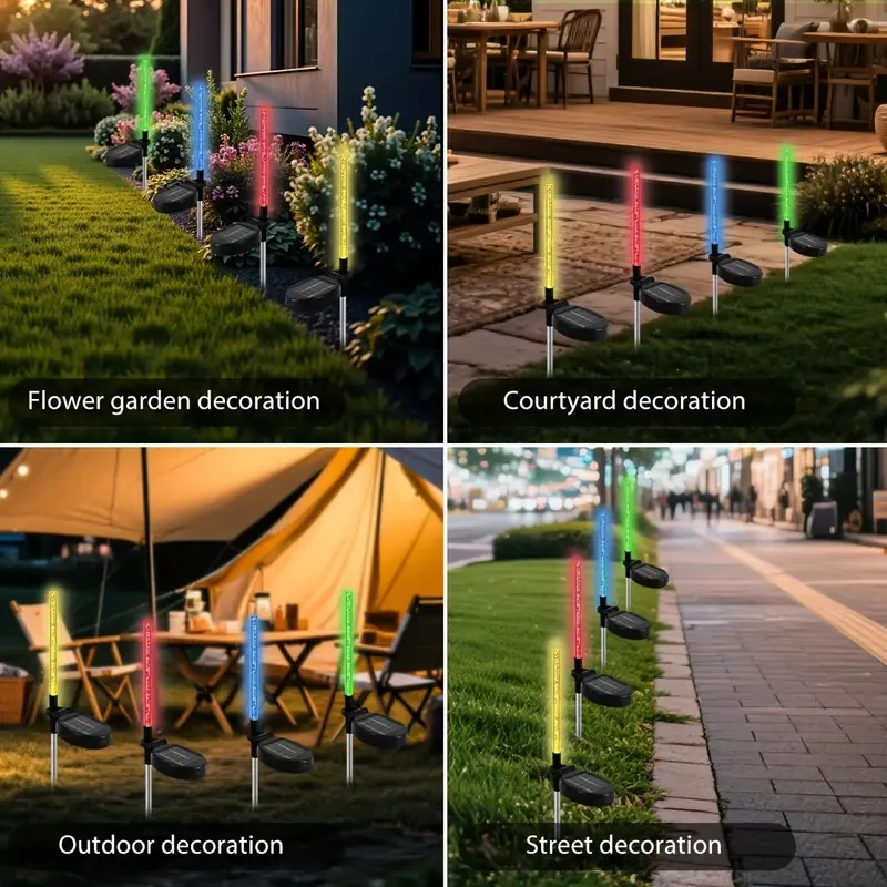Solar Garden Lawn Light 1/2Pcs Waterproof Outdoor Solar Lamp RGB Bubble Stick Light For Yard Camping Party Holiday Decorative