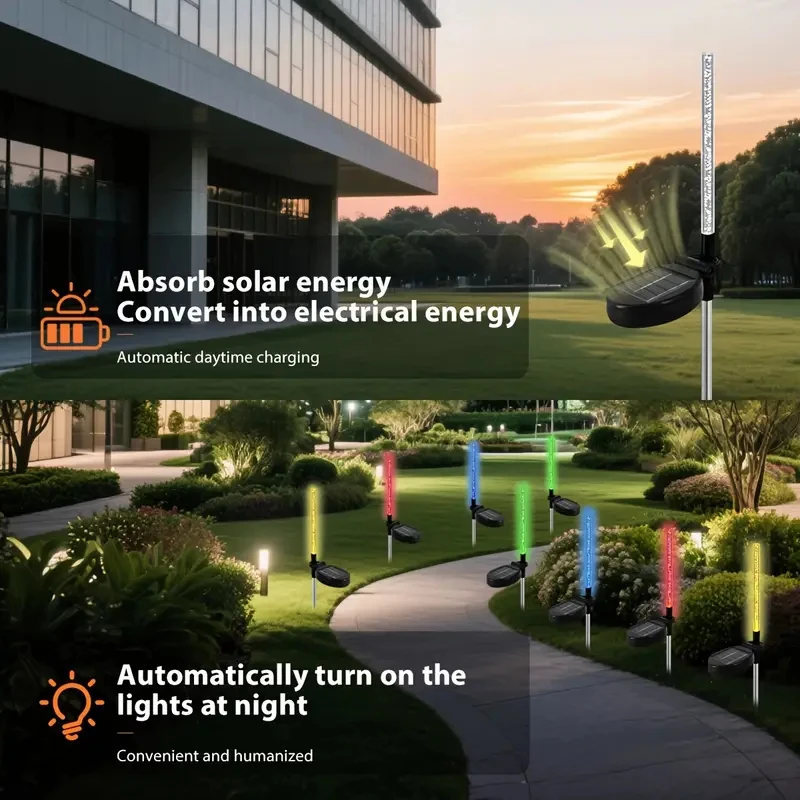 Solar Garden Lawn Light 1/2Pcs Waterproof Outdoor Solar Lamp RGB Bubble Stick Light For Yard Camping Party Holiday Decorative