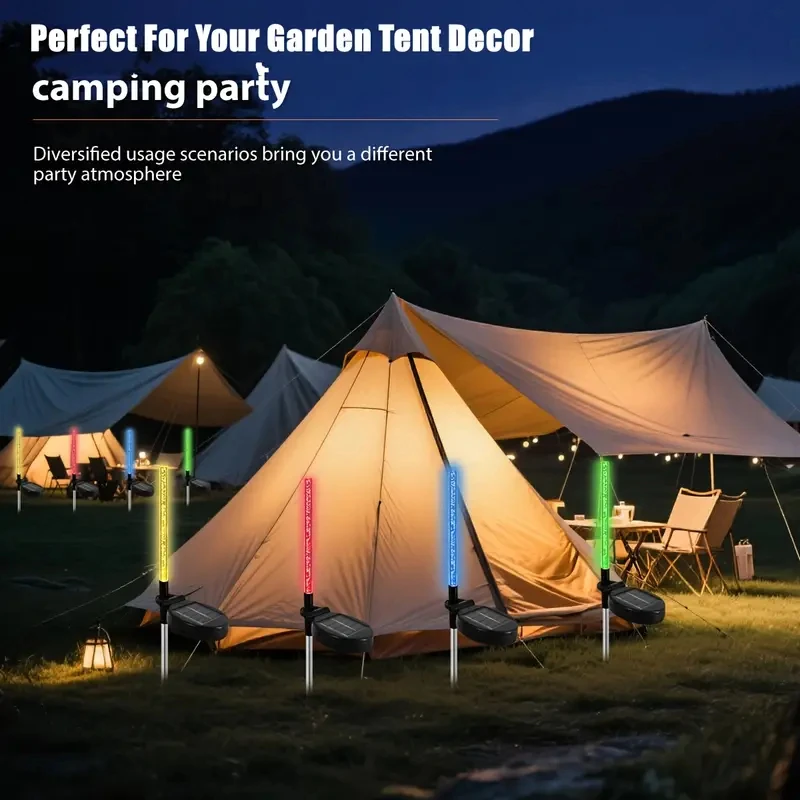 Solar Garden Lawn Light 1/2Pcs Waterproof Outdoor Solar Lamp RGB Bubble Stick Light For Yard Camping Party Holiday Decorative