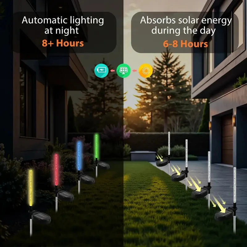 Solar Garden Lawn Light 1/2Pcs Waterproof Outdoor Solar Lamp RGB Bubble Stick Light For Yard Camping Party Holiday Decorative