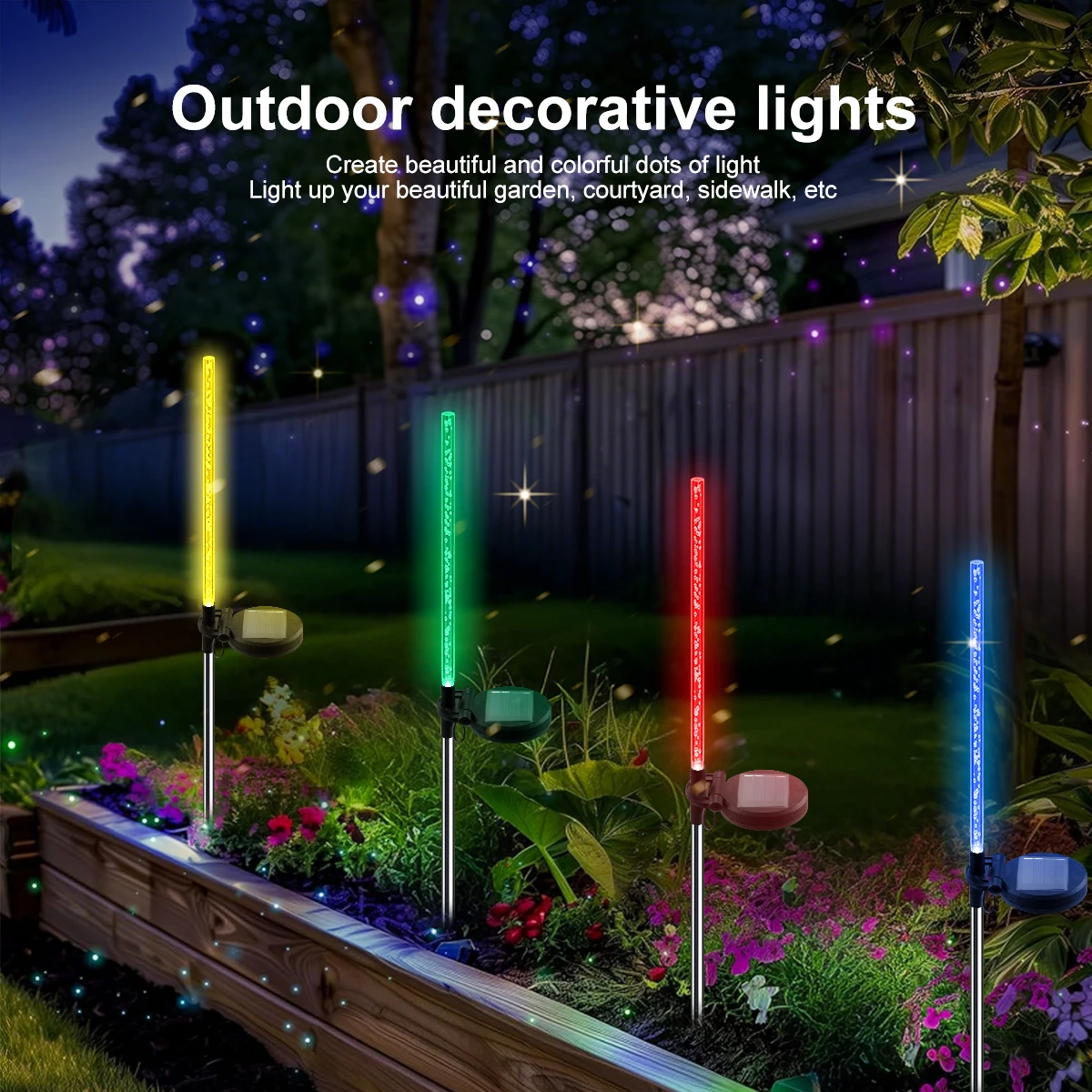 Solar Garden Lawn Light 1/2Pcs Waterproof Outdoor Solar Lamp RGB Bubble Stick Light For Yard Camping Party Holiday Decorative