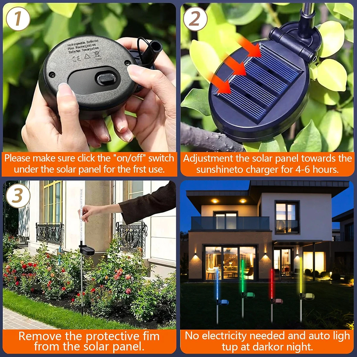 Solar Garden Lawn Light 1/2Pcs Waterproof Outdoor Solar Lamp RGB Bubble Stick Light For Yard Camping Party Holiday Decorative