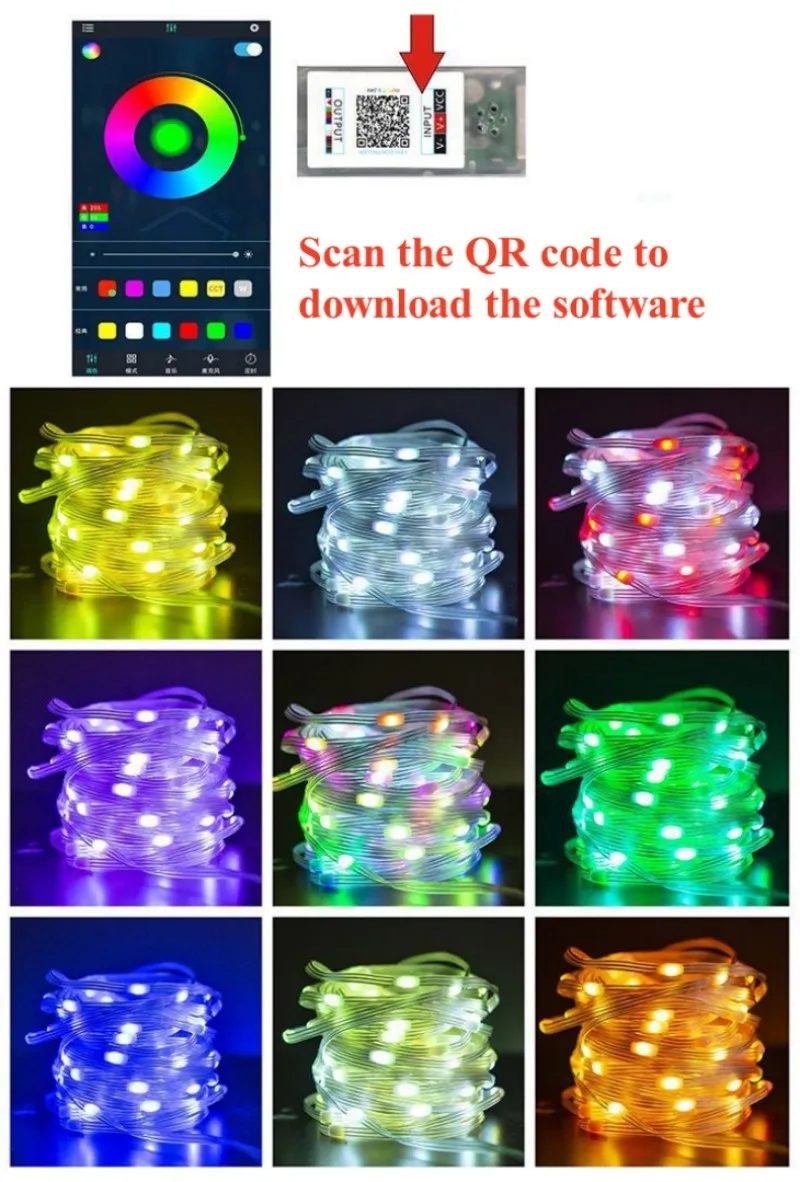 RGB LED Fairy String Lights Dreamcolor USB Christmas Light Bluetooth APP Smart Garland Fairy Light Christmas Wedding Party Decor