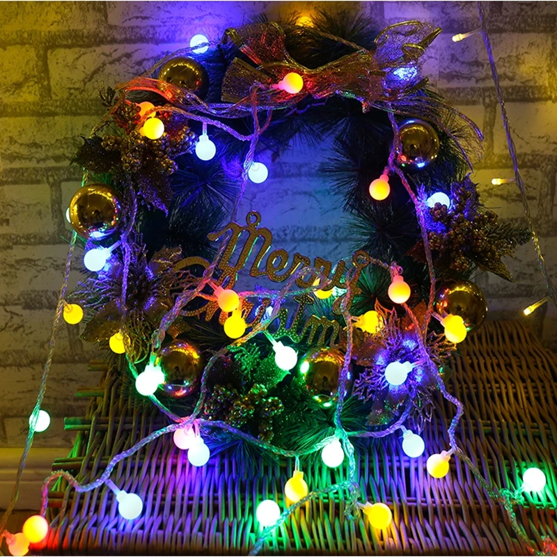 LSDM New Year 1.5/2/3/4/5/10M LED Holiday Fairy Garland Ball String Lights Globe Wedding Home Decoration Battery Rope Lights
