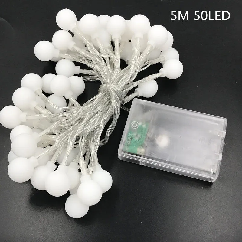 LSDM New Year 1.5/2/3/4/5/10M LED Holiday Fairy Garland Ball String Lights Globe Wedding Home Decoration Battery Rope Lights
