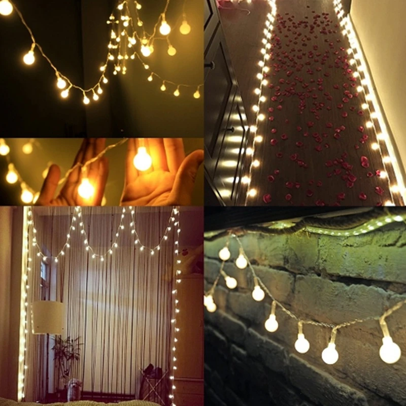 LSDM New Year 1.5/2/3/4/5/10M LED Holiday Fairy Garland Ball String Lights Globe Wedding Home Decoration Battery Rope Lights