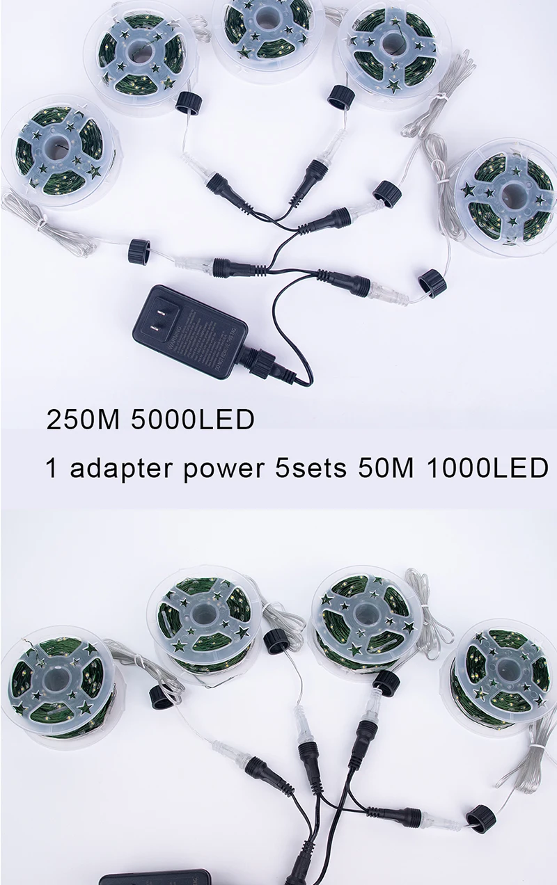 Stars Twinkle Christmas Tree Garland Room Decoration Xmas Fairy Lights Plug in Green Copper Wire String Lights 100m 200m 300m