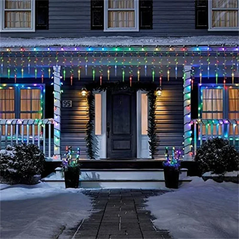 Fairy LED Icicle String Lights Christmas Garland Outdoor Lights Home For Wedding Party Curtain Garden Decoration