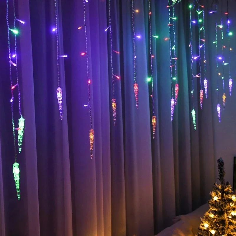 Fairy LED Icicle String Lights Christmas Garland Outdoor Lights Home For Wedding Party Curtain Garden Decoration