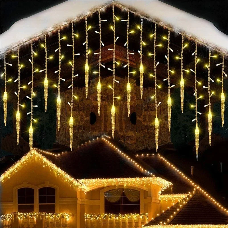 Fairy LED Icicle String Lights Christmas Garland Outdoor Lights Home For Wedding Party Curtain Garden Decoration