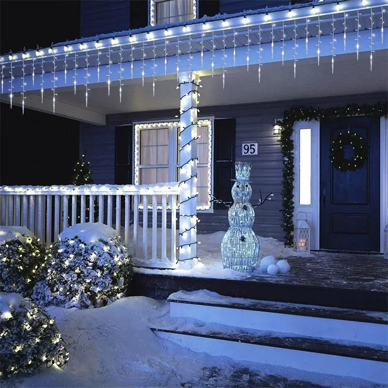 Fairy LED Icicle String Lights Christmas Garland Outdoor Lights Home For Wedding Party Curtain Garden Decoration