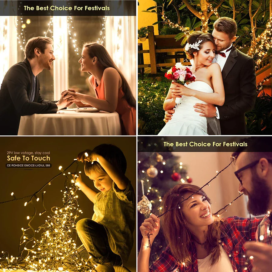 Waterproof 8 Modes 10M 20M 30M 50M Fairy Garden Light Outdoor Indoor String Light Garland for Party Wedding Christmas Decoration