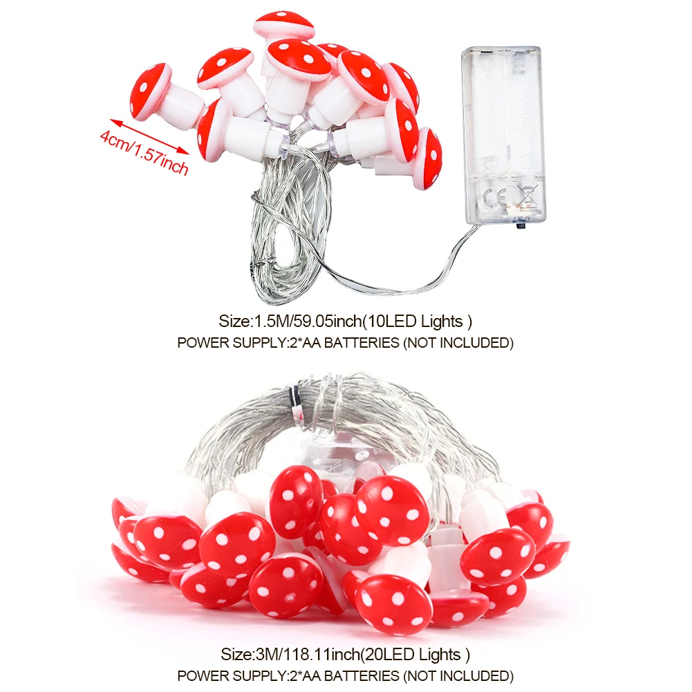 10/20 Leds Mushroom LED Fairy Lights USB/Battery Operated String Light for New Year Christmas Party Gift Garland Pot Fairy Decor