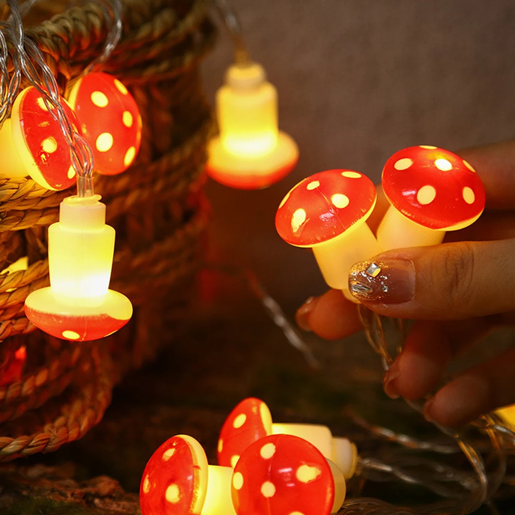 10/20 Leds Mushroom LED Fairy Lights USB/Battery Operated String Light for New Year Christmas Party Gift Garland Pot Fairy Decor