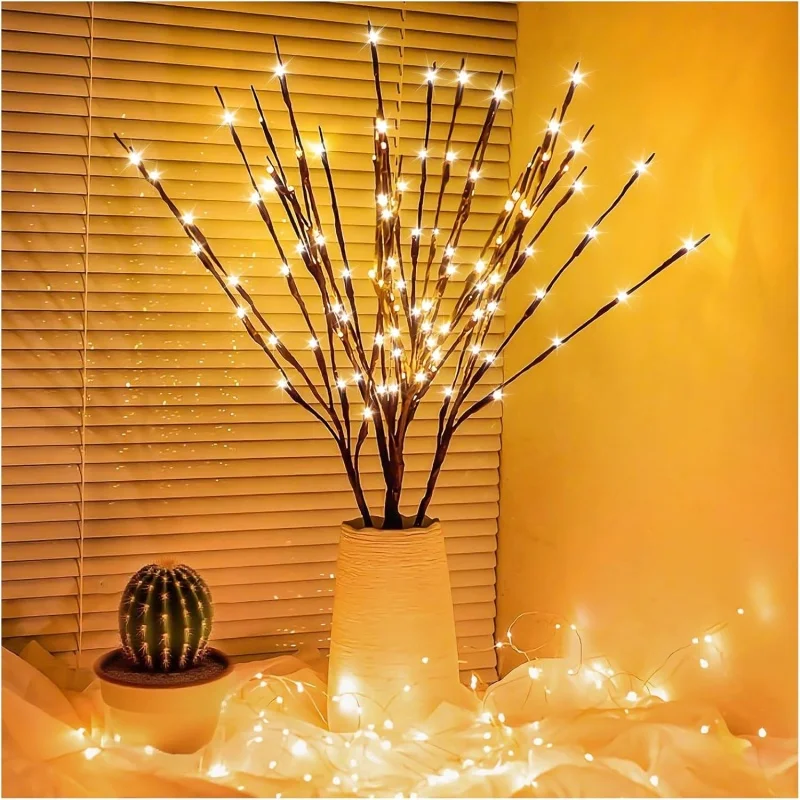 LED Christmas Tree Branch Lights Battery Operated Bendable Twig Branch Lights For Home Indoor Vase Holiday Festival Decoration