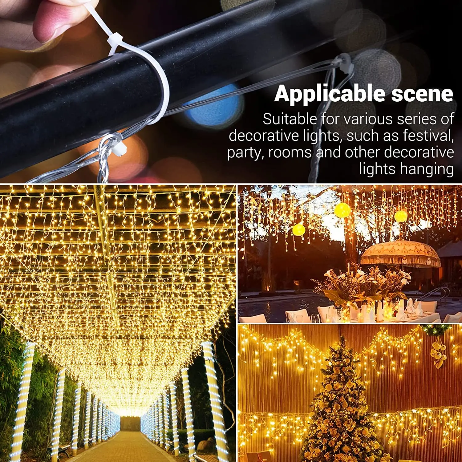 Christmas Decoration 2026 Festoon Led Icicle Curtain Lights Outdoor Droop 0.5/0.6/0.7M Street Garland On The House New Year Eve