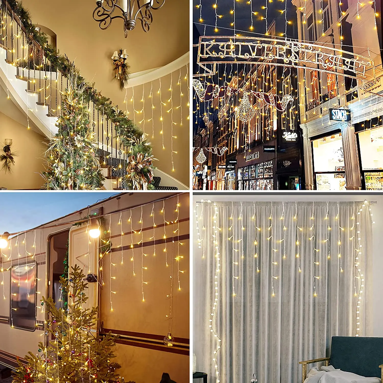 Christmas Decoration 2026 Festoon Led Icicle Curtain Lights Outdoor Droop 0.5/0.6/0.7M Street Garland On The House New Year Eve