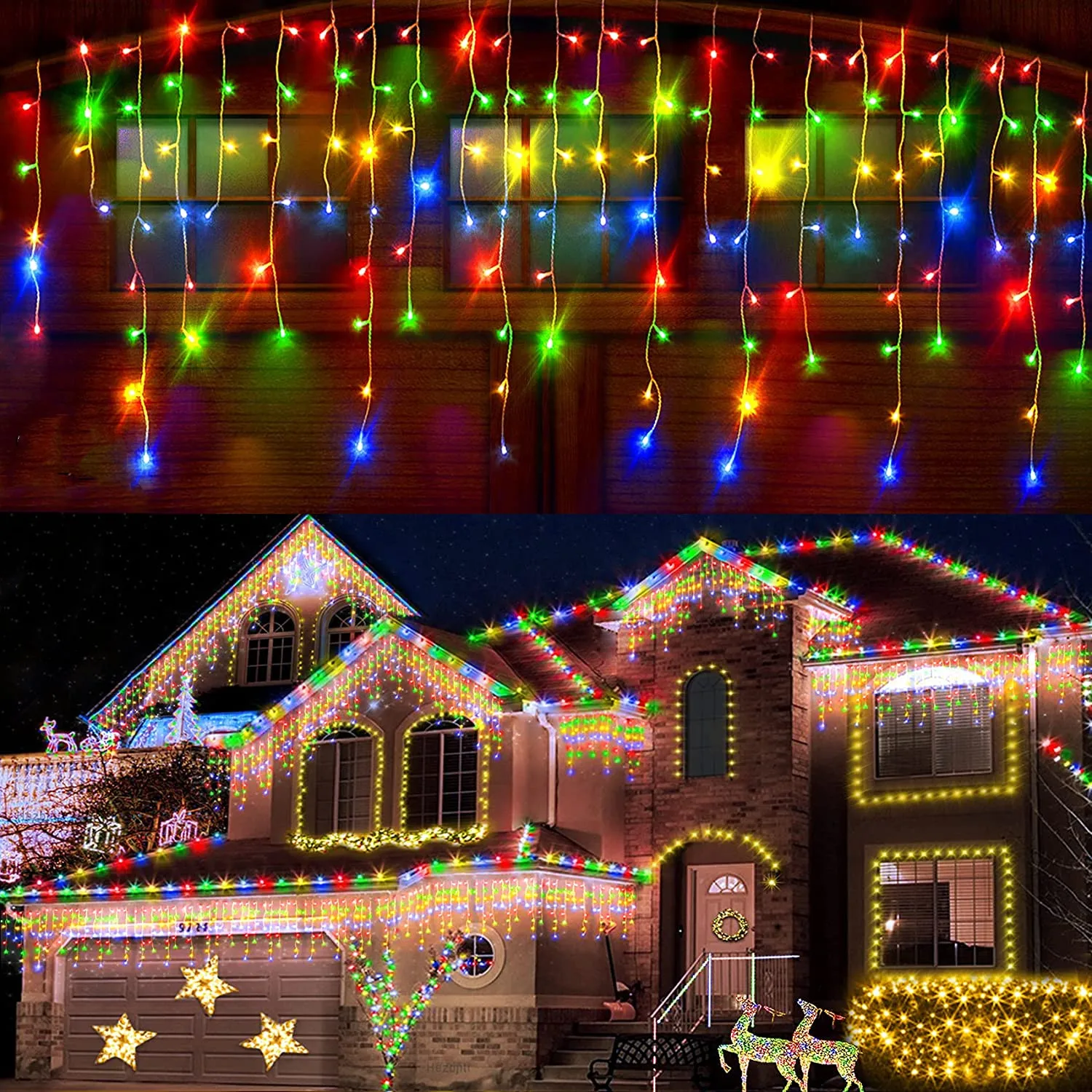 Christmas Decoration 2026 Festoon Led Icicle Curtain Lights Outdoor Droop 0.5/0.6/0.7M Street Garland On The House New Year Eve