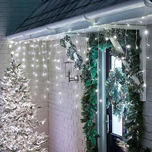 Christmas Decoration 2026 Festoon Led Icicle Curtain Lights Outdoor Droop 0.5/0.6/0.7M Street Garland On The House New Year Eve