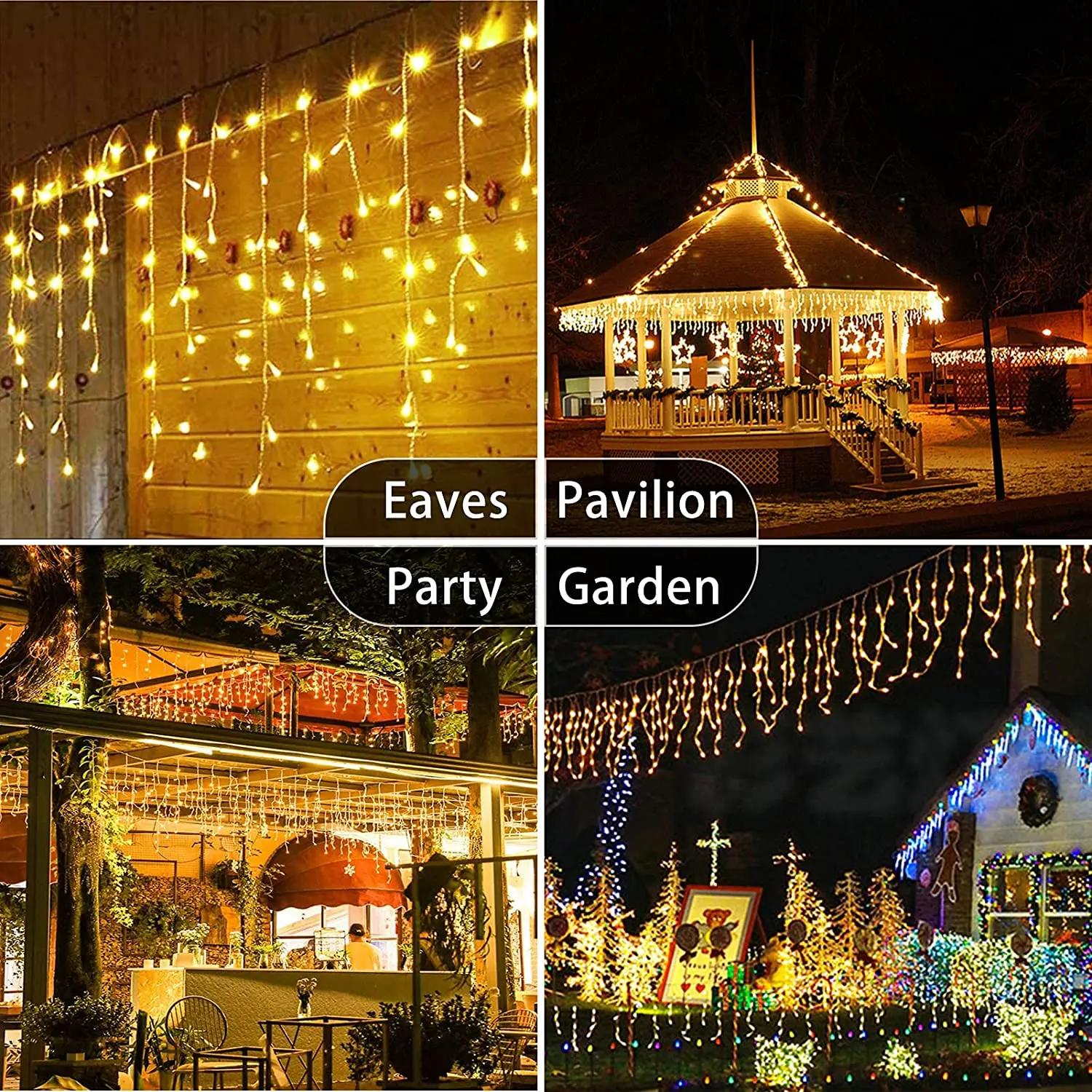 Christmas Decoration 2026 Festoon Led Icicle Curtain Lights Outdoor Droop 0.5/0.6/0.7M Street Garland On The House New Year Eve