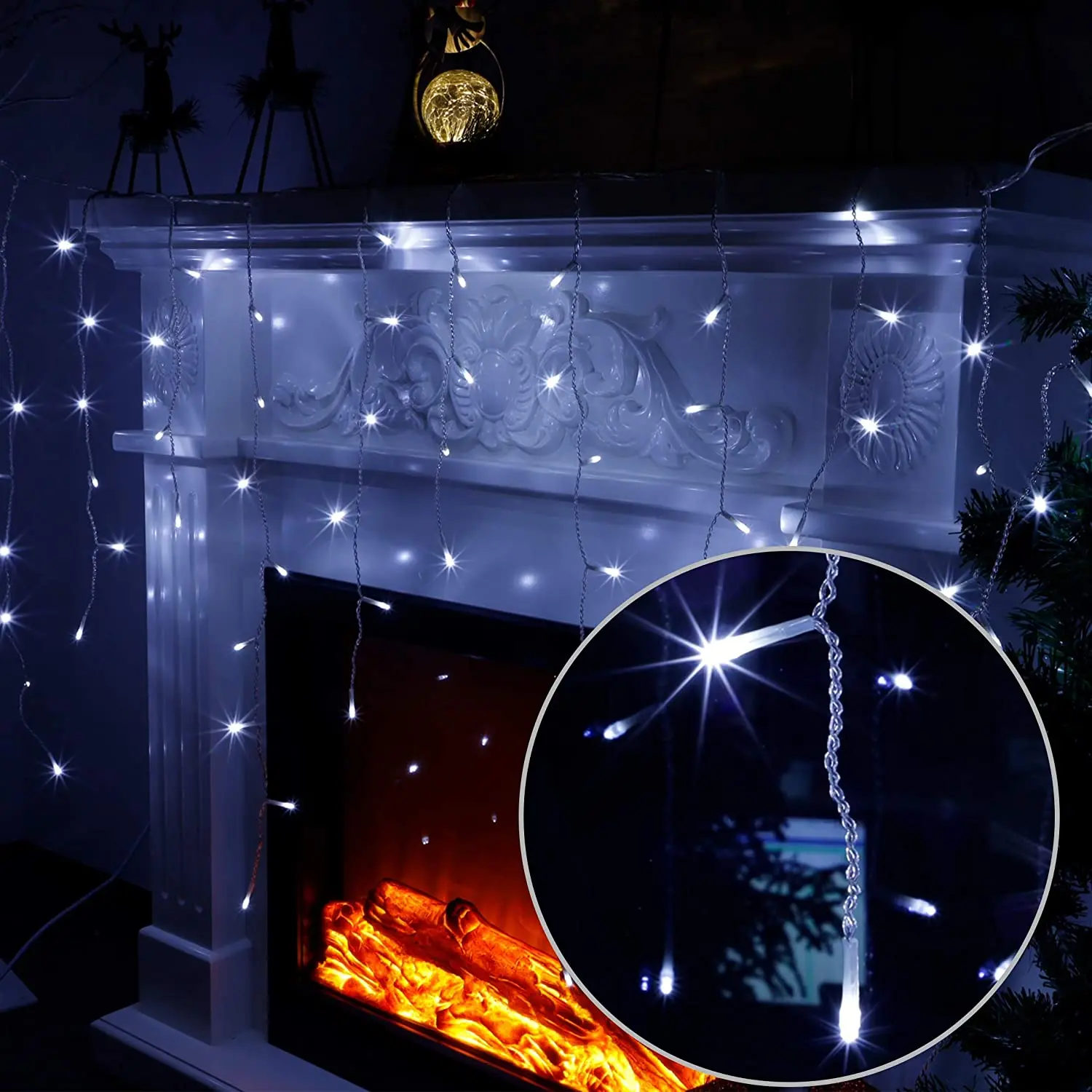 Christmas Decoration 2026 Festoon Led Icicle Curtain Lights Outdoor Droop 0.5/0.6/0.7M Street Garland On The House New Year Eve