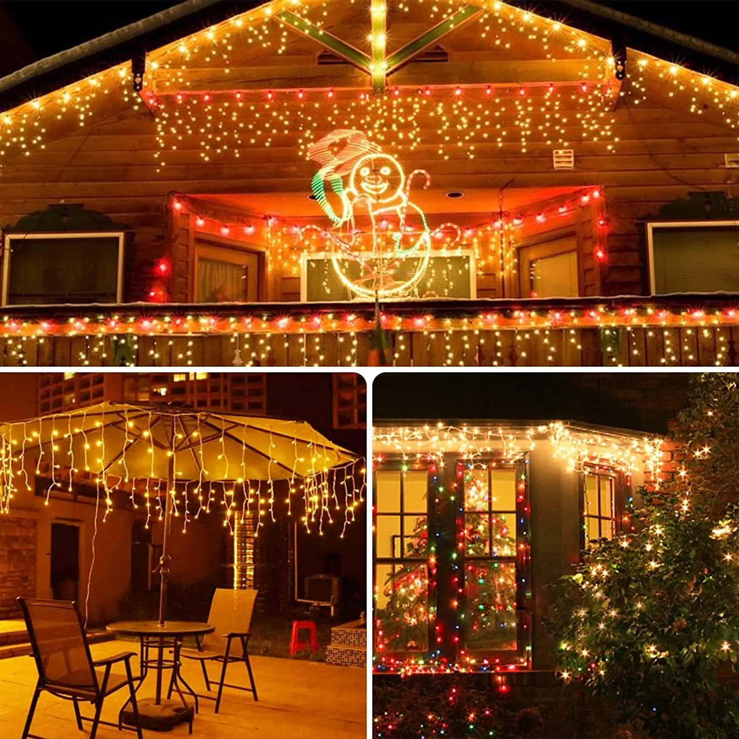 Christmas Decoration 2026 Festoon Led Icicle Curtain Lights Outdoor Droop 0.5/0.6/0.7M Street Garland On The House New Year Eve