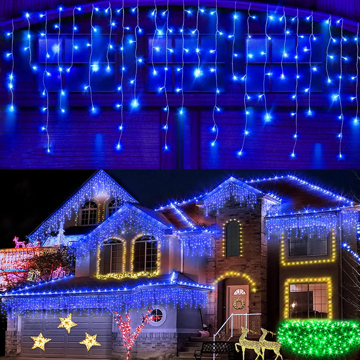 Christmas Decoration 2026 Festoon Led Icicle Curtain Lights Outdoor Droop 0.5/0.6/0.7M Street Garland On The House New Year Eve