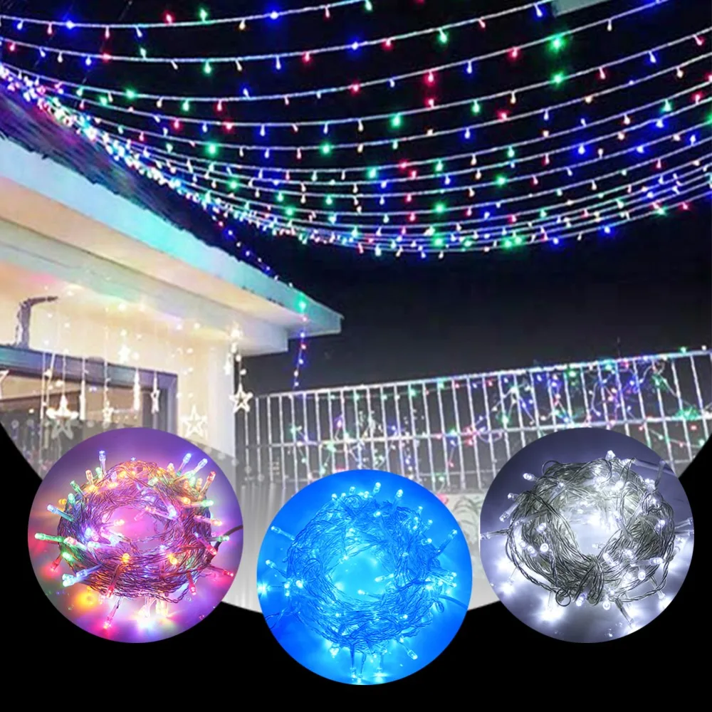 10/20/30/50M Christmas Lights Strip DC 12V Fairy Light Waterproof Silver Wire Xmas Lamp Wedding Decor Christmas Tree Ornament