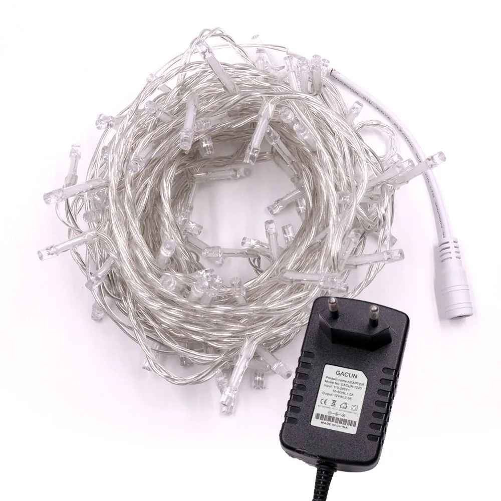 10/20/30/50M Christmas Lights Strip DC 12V Fairy Light Waterproof Silver Wire Xmas Lamp Wedding Decor Christmas Tree Ornament
