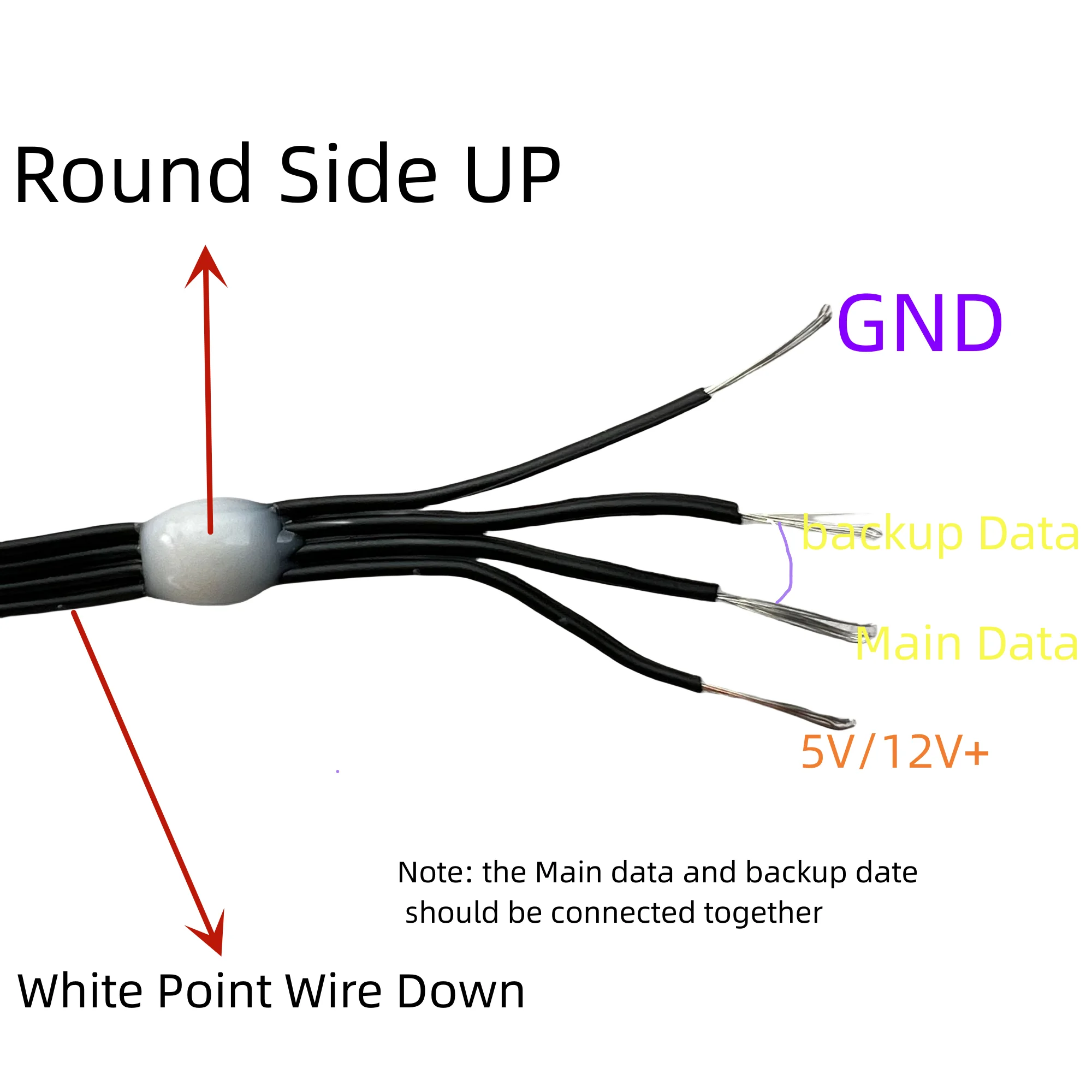 DC5V 12V 1000/3000ct Black Wire WS2815 Dual Signal 4Pin LED Pebble Seed Pixel String Light RGB Addressable IP67 2cm-20cm Spacing