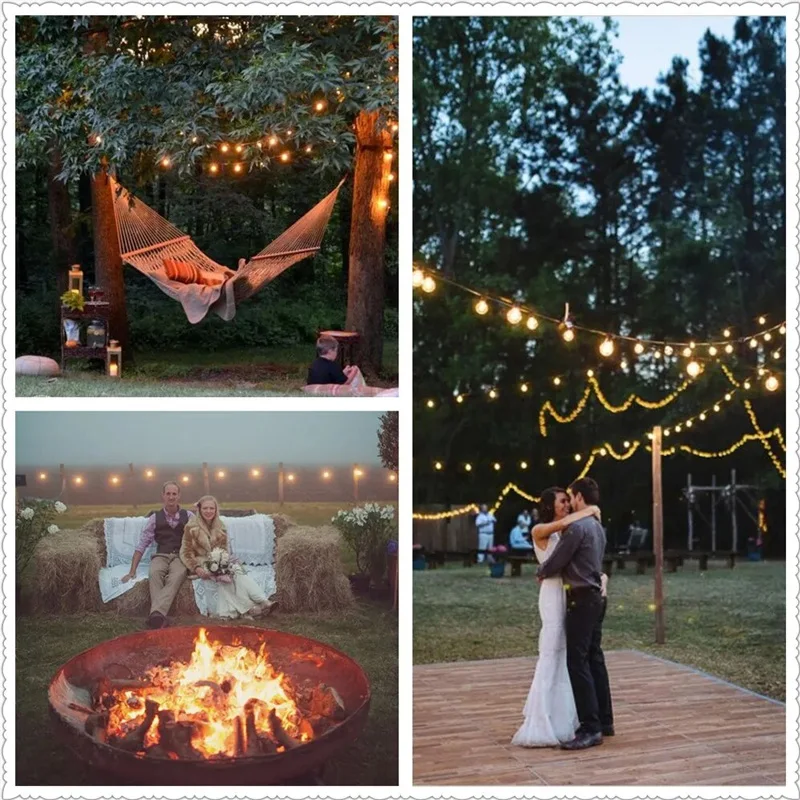 G50 Lamp 25LED Garland Fairy String Lights White Wedding Christmas Decoration Outdoor For Holiday Party 2024 Street Camp Decor