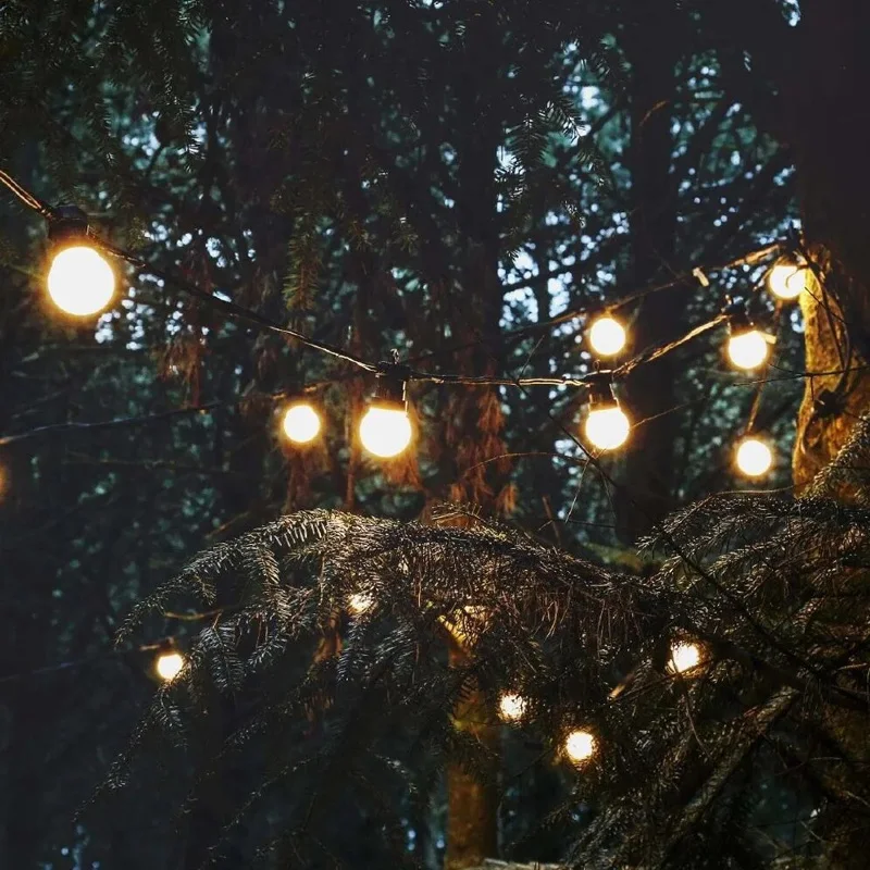 G50 Lamp 25LED Garland Fairy String Lights White Wedding Christmas Decoration Outdoor For Holiday Party 2024 Street Camp Decor