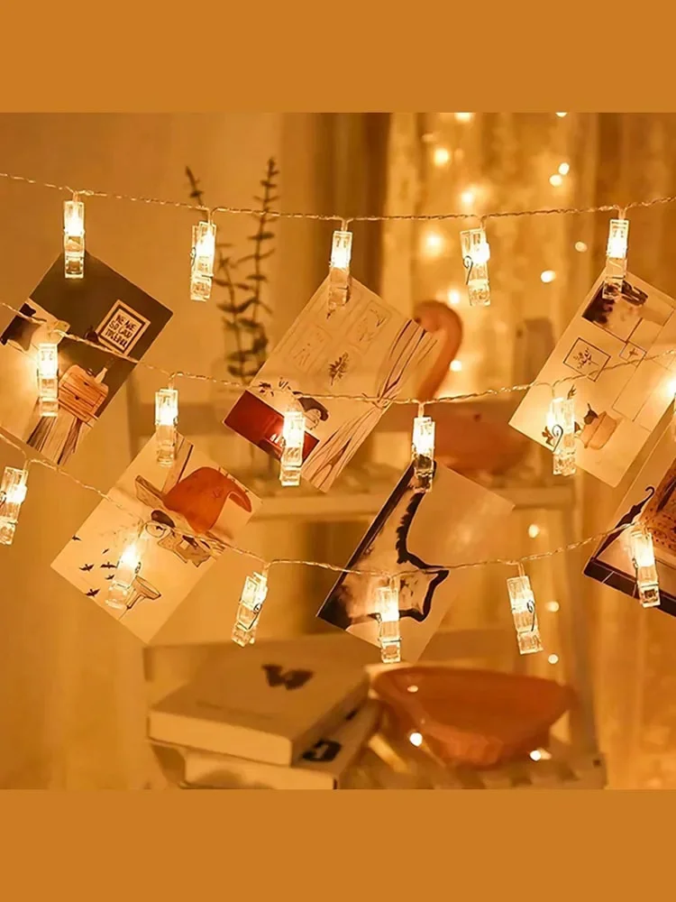 Big Photo Clip String Lights 10/20/40/80Led Fairy Lights For Hanging Pictures Cards Light Clips Graduation Party Wedding Decor