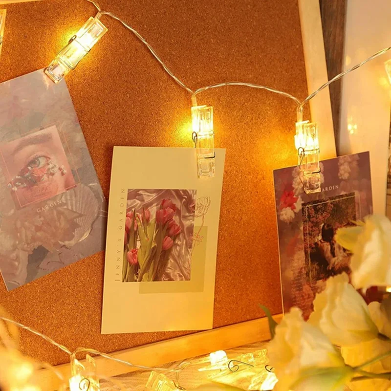 Big Photo Clip String Lights 10/20/40/80Led Fairy Lights For Hanging Pictures Cards Light Clips Graduation Party Wedding Decor