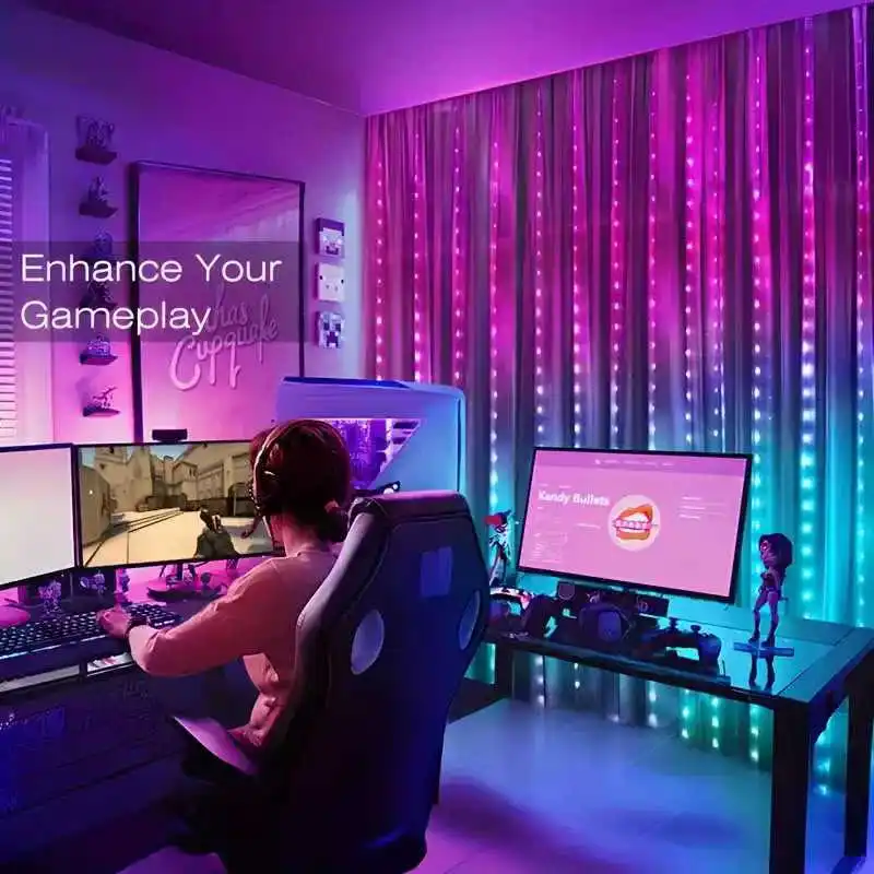 DIY Christmas Party DC5V WS2812 Fairy Lights USB Curtain Led String RGBIC Led String Light Decor Smart Bluetooth APP Control