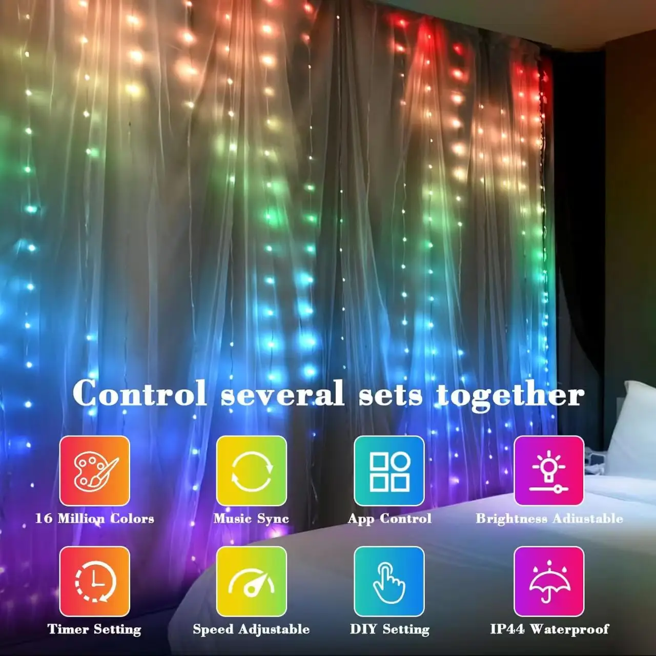 DIY Christmas Party DC5V WS2812 Fairy Lights USB Curtain Led String RGBIC Led String Light Decor Smart Bluetooth APP Control