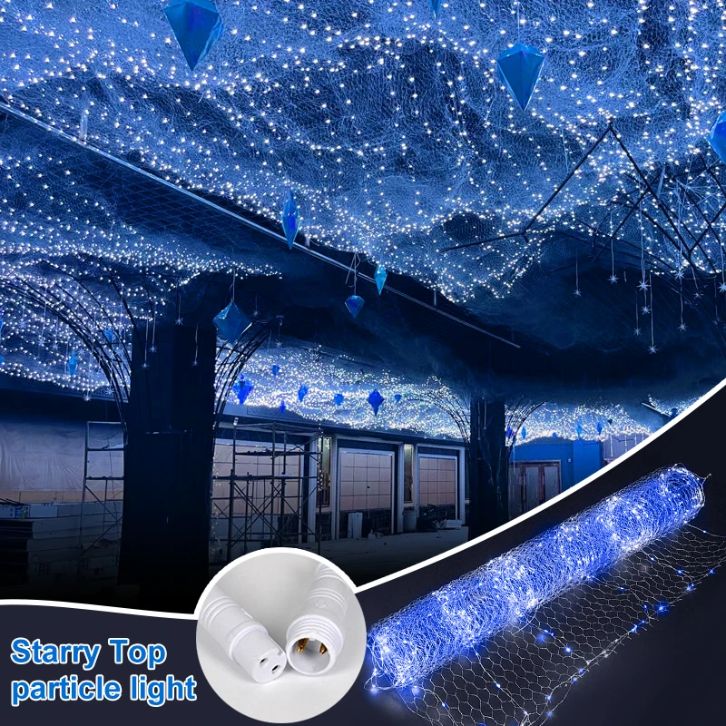 Upgrade Wedding Ceiling Decor Starry Sky Wrought Iron Net With Luminous Lamp Beads Party Prop For Christmas Birthday Decoration