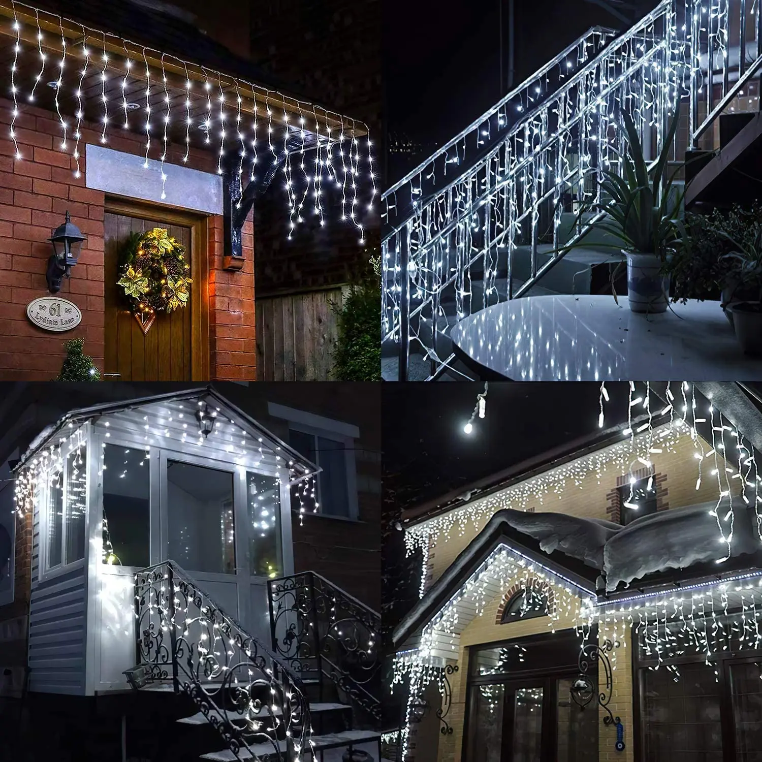 Christmas Decorations For Home Outdoor Festoon Led Garland Icicle Curtain Light New Year 2026 Decor Droop 0.5/0.6/0.7M EU Plug