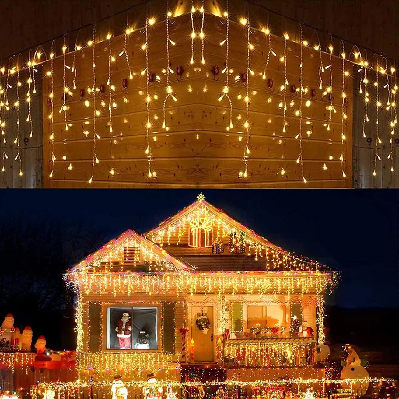 Christmas Decorations For Home Outdoor Festoon Led Garland Icicle Curtain Light New Year 2026 Decor Droop 0.5/0.6/0.7M EU Plug