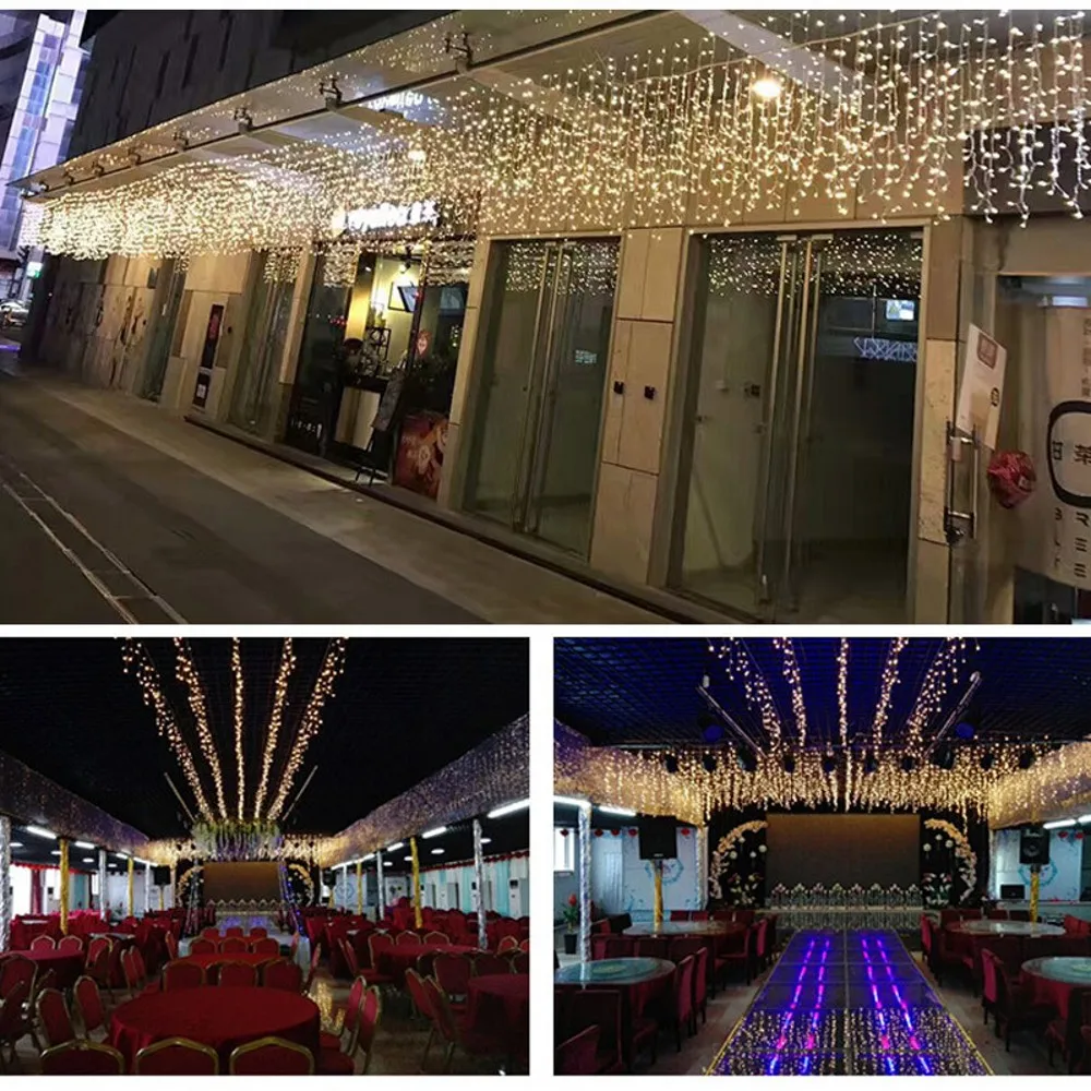 Christmas Decorations For Home Outdoor Festoon Led Garland Icicle Curtain Light New Year 2026 Decor Droop 0.5/0.6/0.7M EU Plug