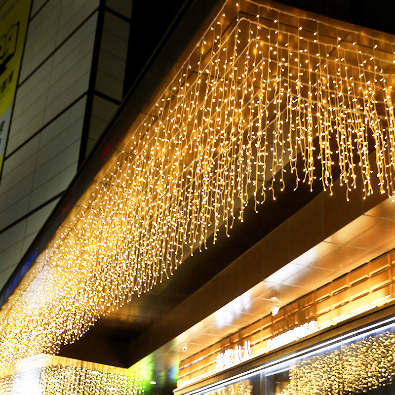 Christmas Decoration 2025 Led Lights Outdoor Street Garland 8/12M Waterproof Connector Icicle Light New Year 2025 Decor for Home