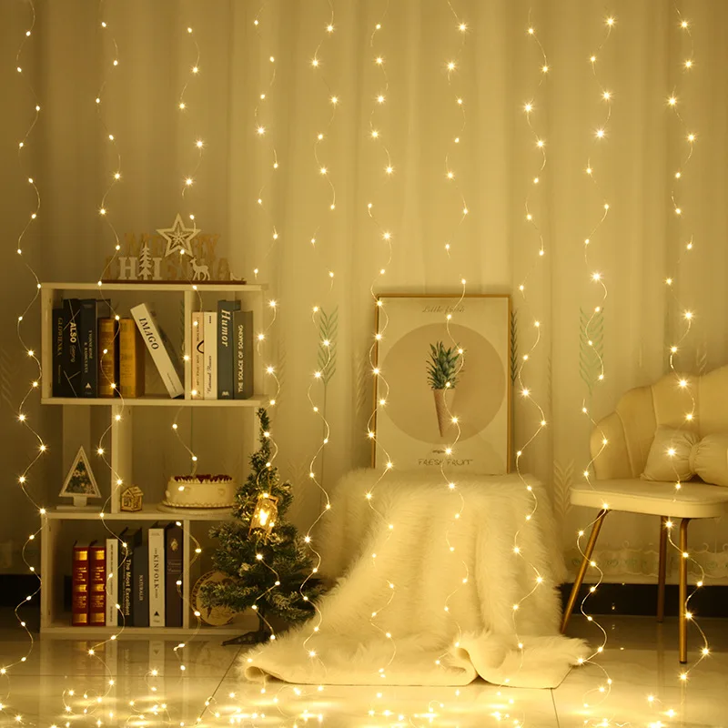 Christmas 3M LED Curtain Garland Fairy String Light USB Remote Control Wedding Party Holiday Decoration for Home Bedroom Curtain
