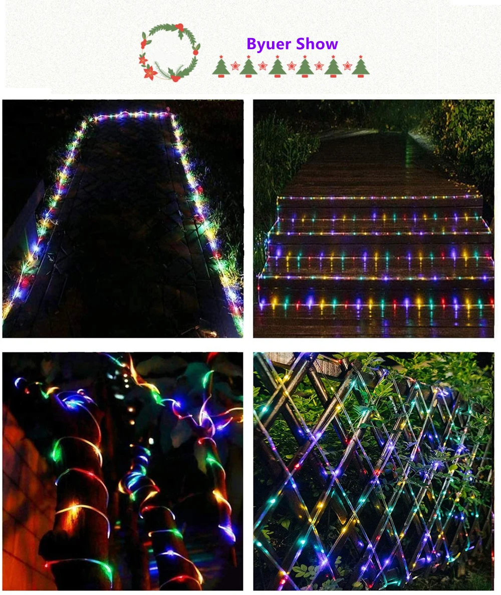 Christmas Decorations Tube Fairy Lights For Home 2026 Festoon Led Tube Rope String Light Plug-Operated 10/20/30/40M New Year
