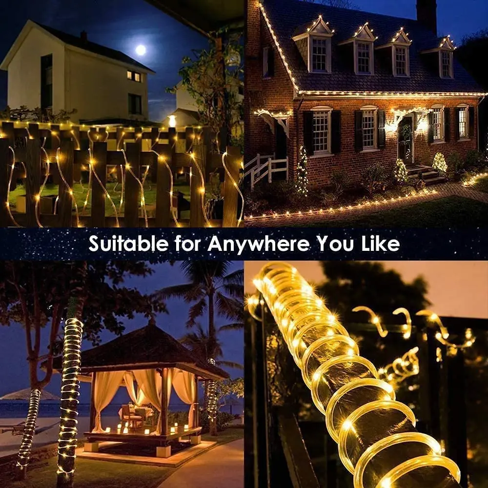 Christmas Decorations Tube Fairy Lights For Home 2026 Festoon Led Tube Rope String Light Plug-Operated 10/20/30/40M New Year